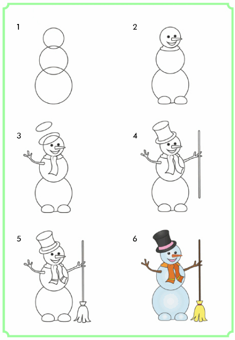 Как красиво нарисовать снеговика?