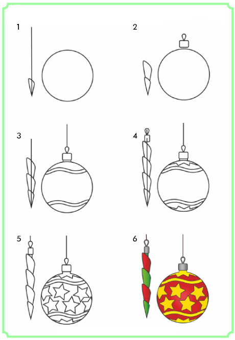 Как рисовать новогодние игрушки