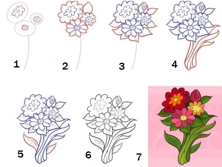 Как нарисовать жарки цветы поэтапно